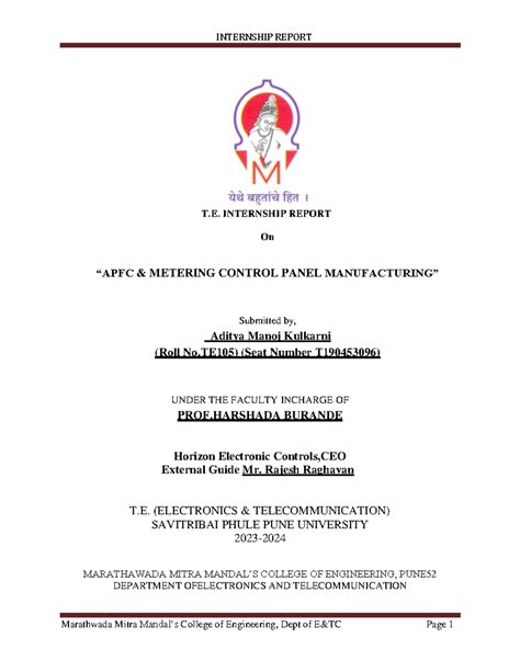 New report 2 (1) (1) - T. INTERNSHIP REPORT On “APFC & METERING CONTROL ...