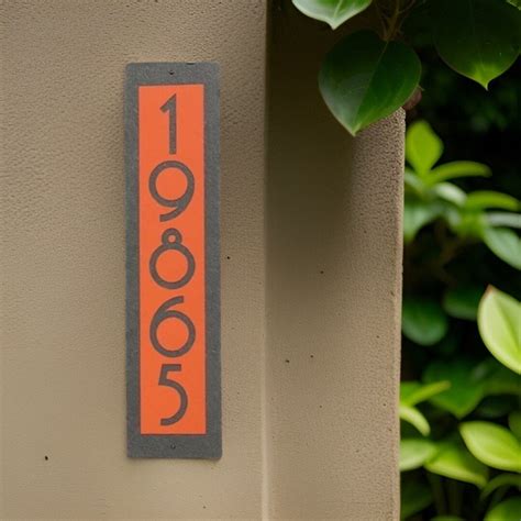 Modern Mid Century House Numbers Slate With Orange Vertical Address ...