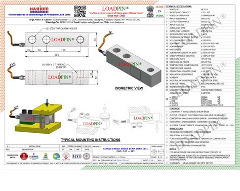 Shear Beam Load Cells for Tank, Hopper & Platform - 2T Shear Beam Load ...