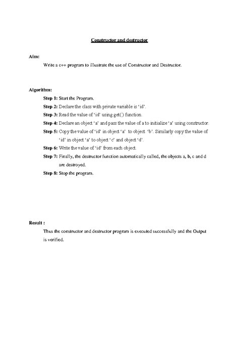 Cpp and ds practical programs-1 - Constructor and destructor Aim: Write ...