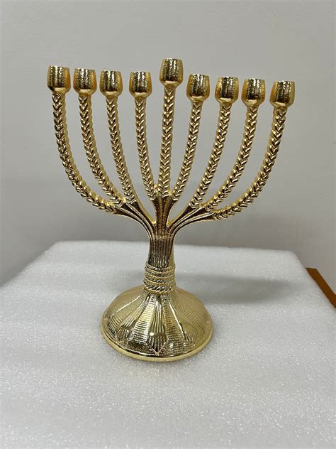Buy 9 Branch Gold Menorah, Antique Hanukkah Menorah for Gifts Exclusive ...