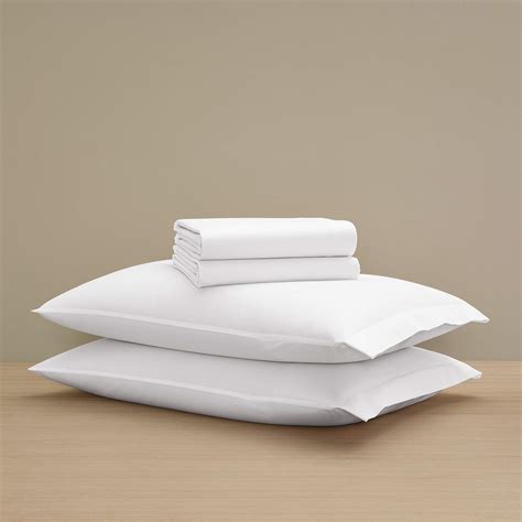 H by Frette Percale Simple Sheet Set (Queen) - Luxury All-White Bedding ...