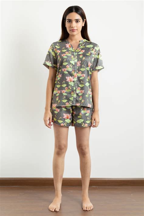 Buy URBAN KUMUD GREY - Luxury Poly Satin Night Suit for Women | Forty ...