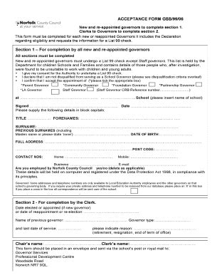 Fillable Online burevalleyschool org New Governor Acceptance Form ...