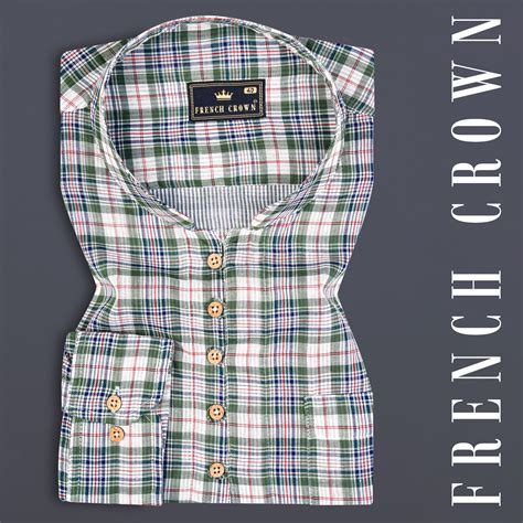 Off White Casual Checks-Plaid Premium Cotton Indian Kurta Style Shirt ...