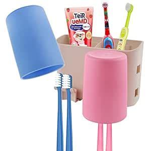 Toothbrush Holder Wall Mount 2 Cups Electric Toothbrush Toothpaste ...