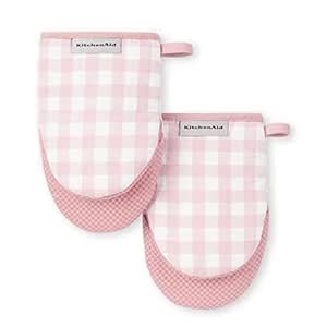 Buy KitchenAid Gingham Mini Oven Mitt 2-Pack Set, Dried Rose, 5.5"x8 ...