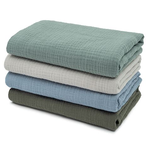 Gllquen Large Baby Muslin Cotton Swaddle Blankets 4-Pack for Newborn ...