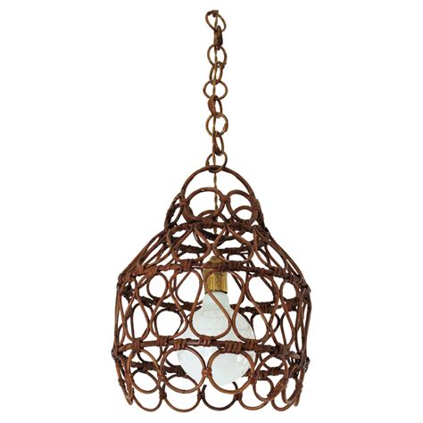 3 Spanish Rattan Bell Pendant Lights Ceiling Hanging Lamps For Sale at ...