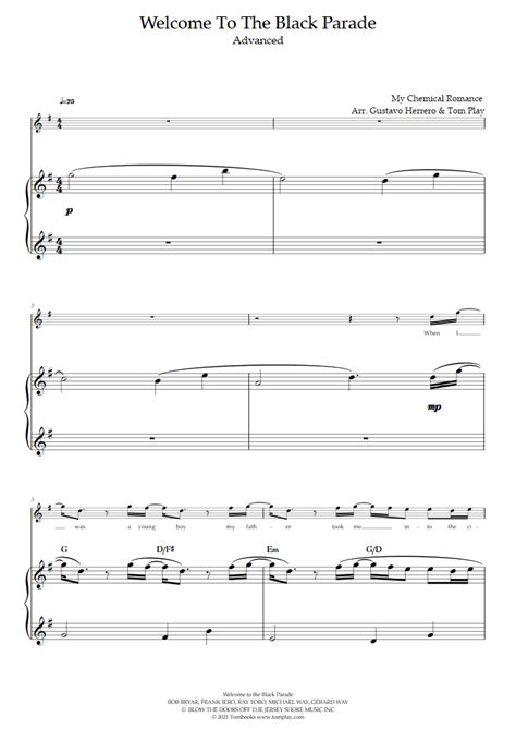 Welcome to the Black Parade (Advanced Level, Solo Piano) (My Chemical ...