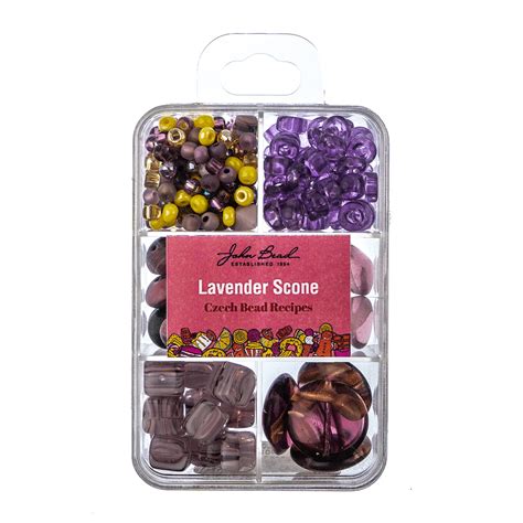 John Bead Recipe Box Czech Glass Beads Kit, Color: Lavender Scone ...