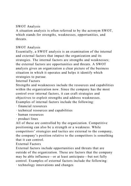 Image result for Situation analysis SWOT Analysis