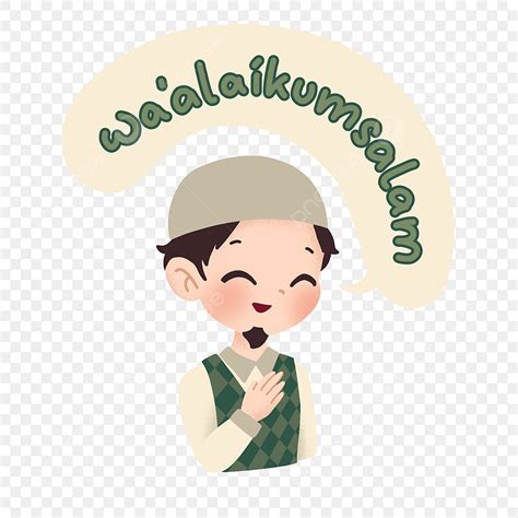 Wa Alaikum Salam PNG Transparent, Cute Hand Drawn Man Greeting Wa ...