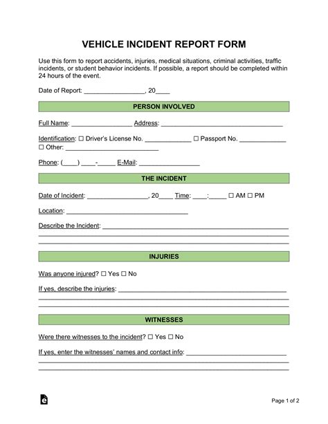 Free Trucking Incident Report Template - PDF | Word – eForms