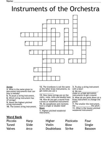 Orchestral String Instruments Crossword - WordMint