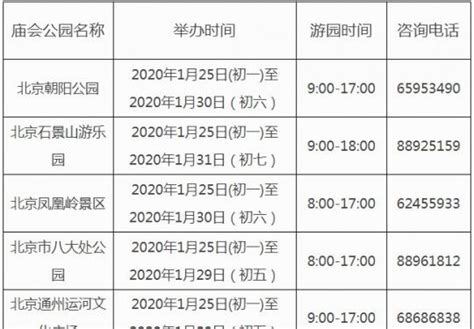 2020年北京春节庙会时间表公布-便民信息-墙根网