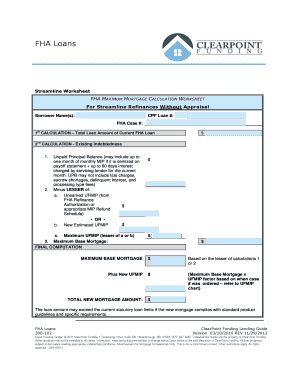 FHA Streamline Submission Checklist - Clearpoint Funding - Fill and ...