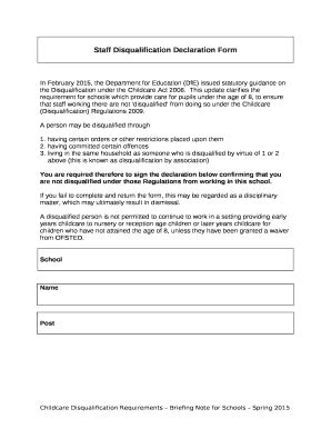 UK Staff Disqualification Declaration Form - Blank Fillable Template ...