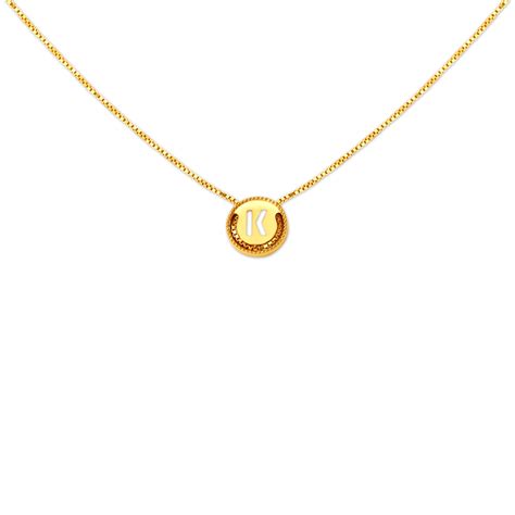 Letter K Gold Pendant with Chain For Kids