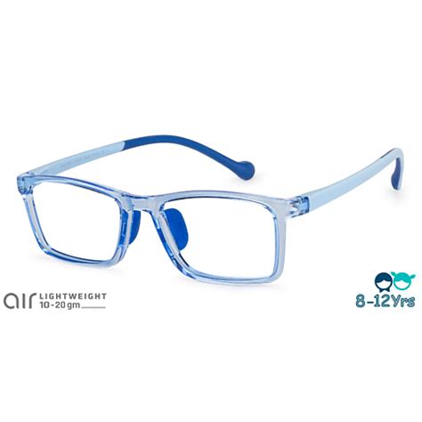 Buy Kids Glasses: Blue Transparent Blue Full Rim Rectangle Kids 8-12 ...