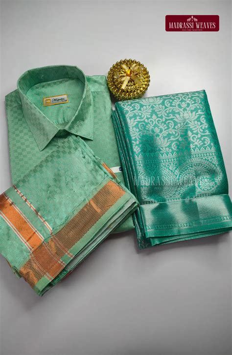 Textured Weave Japan Silk Couple Combo Set - Rexona – Madrassi Weaves