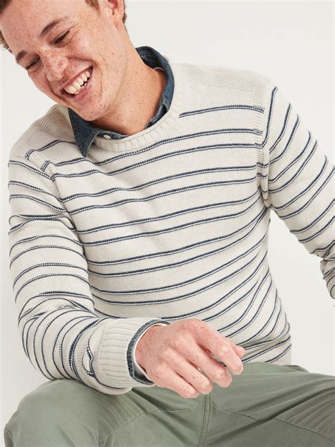 Textured-Stripe Crew-Neck Sweater for Men | Old Navy | Crew neck ...
