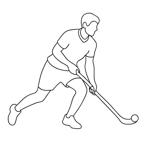 Premium Vector | A drawing of a man playing hockey with a stick