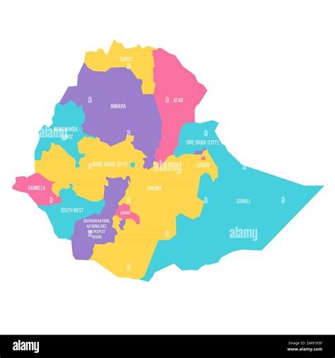Ethiopia political map of administrative divisions - regions and ...