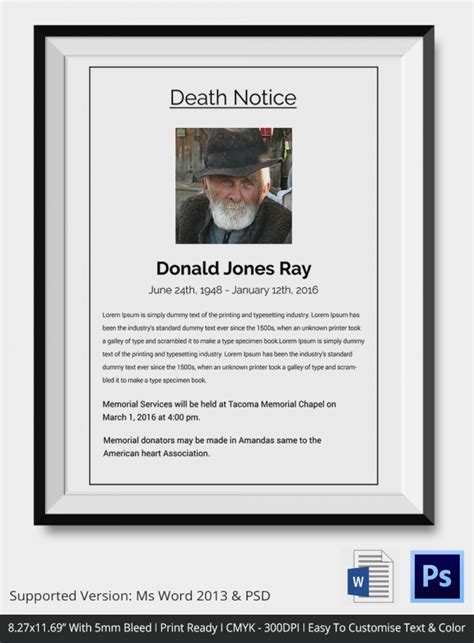 Death Notices - 16+ Printable Word, Excel, PDF Format Download!
