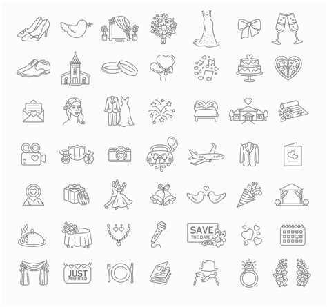 49 Beautiful Svg Png Eps Wedding Icons Bundle - Etsy