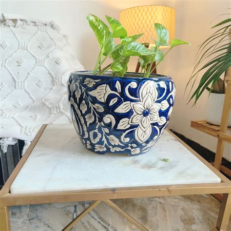 Niyara Flower Style Designer Print Ceramic planters pots for Indoor ...