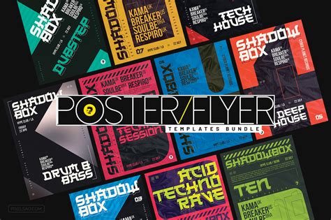 Shadowbox – Typographic Party Flyers Bundle | Pixelsao Templates