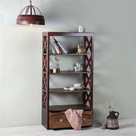 Paol Solid Wood Bookshelf Display Unit | Display Unit Online | Fabuliv