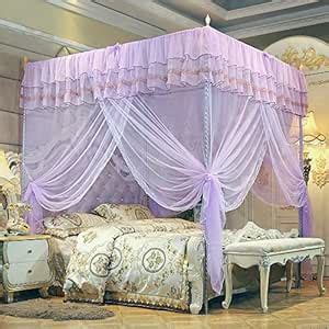 JQWUPUP Bed Curtains Canopy, Ruffle Princess 4 Corner Post Mosquito Net ...