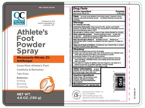 Quality Choice Antifungal Miconazole (Athlete's Foot) Powder Spray Talc ...