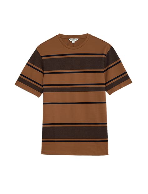 Buy Pure Cotton Striped Textured T-Shirt at Marks & Spencer