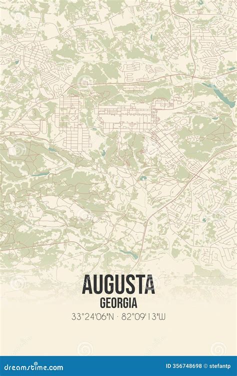 Retro US Map of Augusta, Georgia. Vintage Street Map. Stock ...