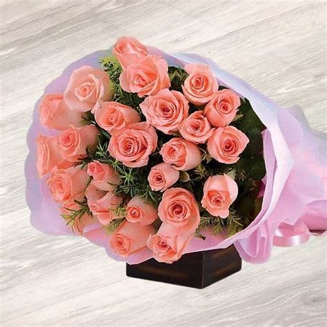 IFG's Beautiful Bouquet of PeachRoses, 24 pcs Fresh Flowers - Same Day ...