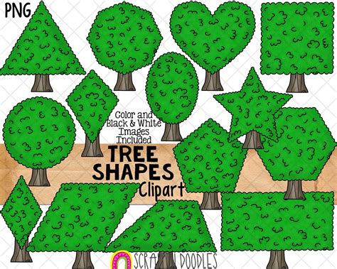 Tree Shapes ClipArt - Commercial Use 2D Shape Clip Art - Earth Day ...