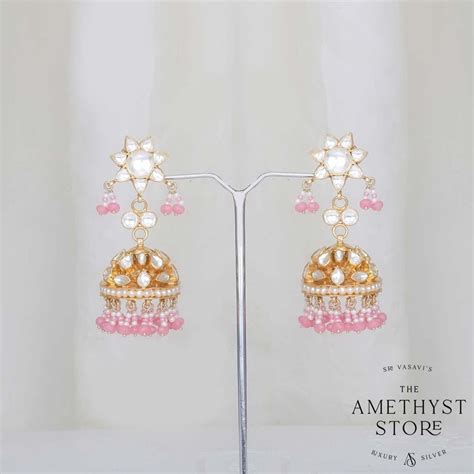 Gold Plated Silver Jhumkas Earrings | Gold Plated Silver Stone Jhumkas ...