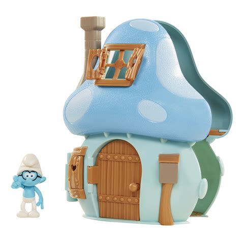 Buy The Smurfs Lost Village Mushroom House Playset with Brainy Smurf ...
