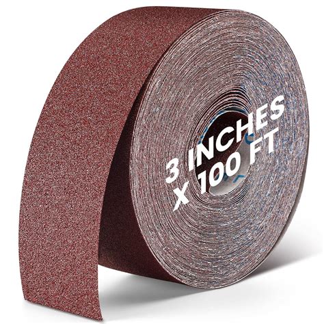 Heigble Rouleau de papier abrasif grain 80, 7,6 x 30,5 m de long, bande ...