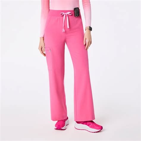 Women’s High Waisted Isabel Wide Leg Scrub Pants - F*ing Pink · FIGS