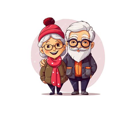 Premium Vector | Couple grandma and grandpa together cute cartoon style ...
