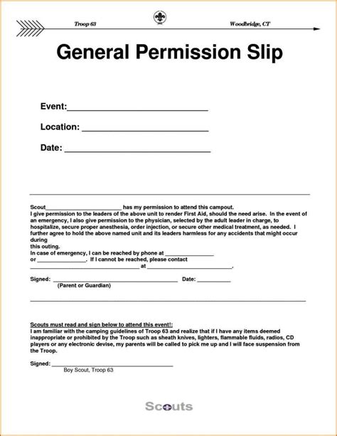 Editable Permission Slip Template - Printable Art and Words