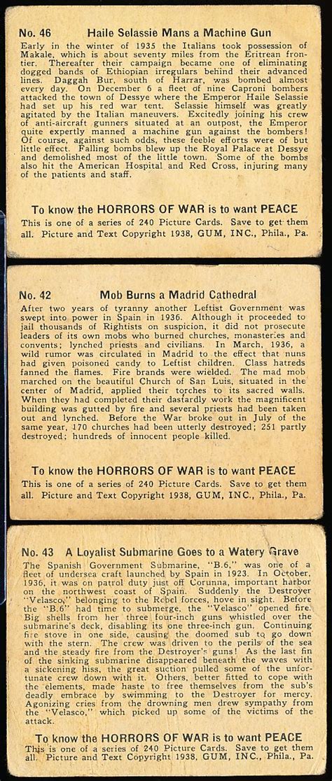 Lot Detail - 1938 Horrors of War- 3 Cards