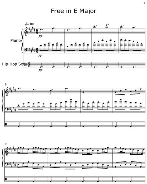 Free in E Major - Sheet music for Piano, Hip-Hop Set