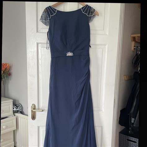 Navy floor length gown, perfect for any formal... - Depop