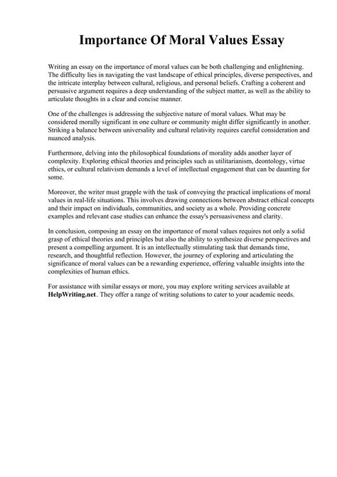 Importance Of Moral Values Paragraph
