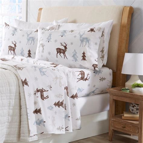 Snowy Reindeer Cotton Flannel Sheet Set | Your Western Decor | Luxury ...
